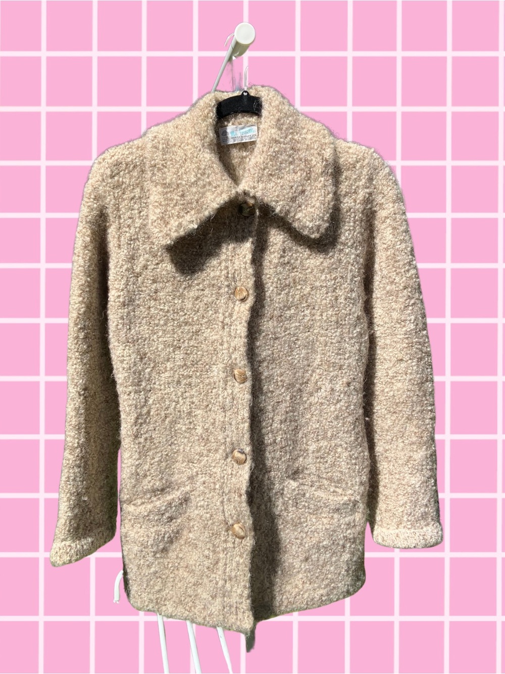 Vintage 70s Mr.Poodle Beige Wool Coat - Women’s Size Medium